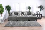 Contemporary Style Ottoman Gray Color Chenille 1pc Ottomans Living Room Furniture Plush Seat
