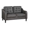Gray Polished Microfiber Upholstered 1pc Loveseat Button Tufted Contoured Arms Solid Wood Frame Casual Living Room Furniture