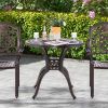 31.5" Cast Aluminum Table Patio Round Dining Table with Umbrella Hole