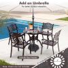 31.5" Cast Aluminum Table Patio Round Dining Table with Umbrella Hole