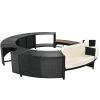 Spa Surround Spa Frame Patio Rattan Sofa Set with Storage Spaces, Mini Sofa and Comfortable Cushion for Patio,Backyard, Beige