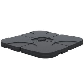 Outsunny 4 Pieces Cantilever Patio Umbrella Base Stand, Outdoor Offset Umbrella Weight Plates, 158 lb Capacity Sand or 60 Liter Capacity Water, Black