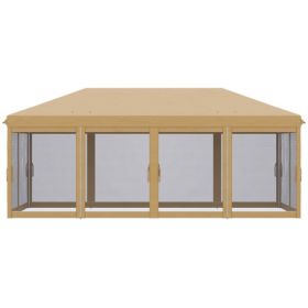 Pop Up Canopy Party Tent with Netting 10' x 20' Beige -AS