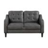 Gray Polished Microfiber Upholstered 1pc Loveseat Button Tufted Contoured Arms Solid Wood Frame Casual Living Room Furniture