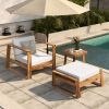 U_STYLE Acacia Wood Outdoor Lounge Set - Chair & Ottoman, Perfect for Patios, Balconies, and Gardens