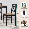 Eco-Friendly Solid Wood Dining Set - Sustainable Home & Restaurant Furniture with Black Metal Accents, Light Brown