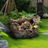 Outdoor Garden Water Fountain - Modern Tree Trunk Waterfalls Fountains with LED Lights & Pump for Patio Yard Porch Pool Decor