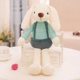 Easter Bunny Plush Toy Cute Dangle Ear Rabbit Doll Pillow Children's Gift (Color: Dark Green Clothes, Items: 15.75 inch)