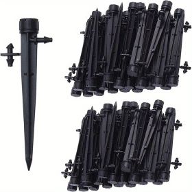 20pcs/50pcs Drip Emitters Perfect For 4/7mm Tube PE Pipe; 8 Holes; Adjustable 360 Degree Water Flow Irrigation Drippers On Stake For Flower Bed; (Color: Black, Quantity: 50pcs)