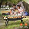 23" Lightweight Charcoal BBQ Grill, Collapsible Stainless Steel Design for Picnics & Beach Parties - Portable Outdoor Grill with Detachable Grate, Spa