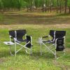 2-piece Padded Folding Outdoor Chair with Side Table and Storage Pockets,Lightweight Oversized Directors Chair for indoor, Outdoor Camping, Picnics an