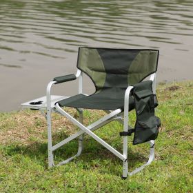 1-piece Padded Folding Outdoor Chair with Side Table and Storage Pockets,Lightweight Oversized Directors Chair for indoor, Outdoor Camping, Picnics an (Color: as Pic)