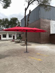 15Ftx9FtDouble-Sided Patio Umbrella Outdoor Market Table Garden Extra Large Waterproof Twin Umbrellas with Crank and Wind Vents for Garden Deck Backya (Color: as Pic)