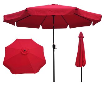 10ft Patio Umbrella Market Round Umbrella Outdoor Garden Umbrellas with Crank and Push Button Tilt for Garden Backyard Pool Shade Outside RT (SKU: W65627947)
