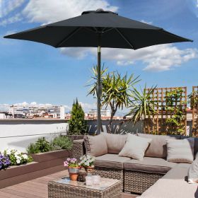 7.5ft * 7.5ft Patio Umbrella with Crank and Push Button Tilt, Outdoor Table Market Umbrella with Aluminum Pole - Black (Color: as Pic)