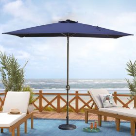 7.5ft * 7.5ft Patio Umbrella with Crank and Push Button Tilt, Outdoor Table Market Umbrella with Aluminum Pole - Navy (Color: as Pic)