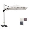 Outsunny 8FT Cantilever Patio Umbrella, Square Outdoor Offset Umbrella with 360° Rotation, Aluminum Hanging Umbrella with 3-Position Tilt, Crank & Cro