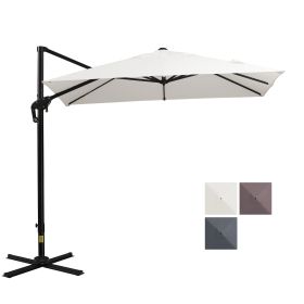 Outsunny 8FT Cantilever Patio Umbrella, Square Outdoor Offset Umbrella with 360° Rotation, Aluminum Hanging Umbrella with 3-Position Tilt, Crank & Cro (Color: as Pic)