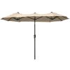 Outsunny Double-sided Patio Umbrella 9.5' Large Outdoor Market Umbrella with Push Button Tilt and Crank, 3 Air Vents and 12 Ribs, for Garden, Deck, Po