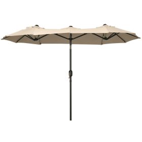 Outsunny Double-sided Patio Umbrella 9.5' Large Outdoor Market Umbrella with Push Button Tilt and Crank, 3 Air Vents and 12 Ribs, for Garden, Deck, Po (Color: as Pic)