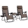 Outsunny Zero Gravity Chair Set with Side Table, Folding Reclining Chair with Cupholders & Pillows, Adjustable Lounge Chair for Pool, Backyard, Lawn,