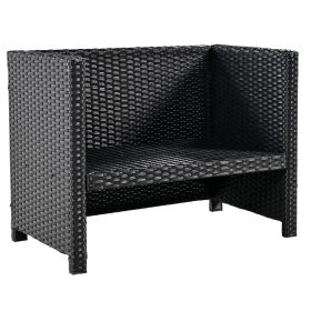 Spa Surround Spa Frame Quadrilateral Outdoor Rattan Sectional Sofa Set with Mini Sofa, Wooden Seats and Storage Spaces, Grey (Color: as Pic)