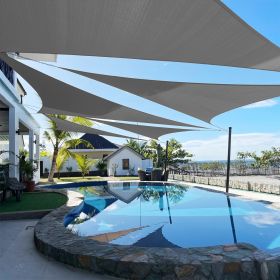 Artpuch Custom Size Dark Grey Sun Shade Sail Triangle Canopy 185 GSM Durable Fabric UV Block Awning for Outdoor Patio Garden Backyard (Customized (Color: Dark Grey, size: 17x18x24.8)
