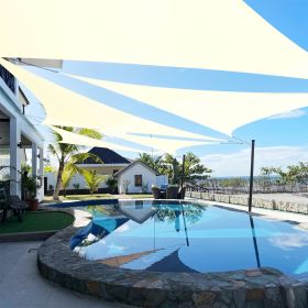 Artpuch Custom Size Cream Sun Shade Sail Triangle Canopy 185 GSM Durable Fabric UV Block Awning for Outdoor Patio Garden Backyard (Customized Ava (Color: Cream, size: 08x13x15.3)