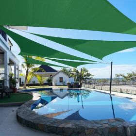 Artpuch Custom Size Dark Green Sun Shade Sail Triangle Canopy 185 GSM Durable Fabric UV Block Awning for Outdoor Patio Garden Backyard (Customize (Color: Dark Green, size: 12x22x25.1)