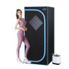 Full Size Portable Grey Steam Sauna tentPersonal Home Spa, with Steam Generator, Remote Control, Foldable Chair, Timer and PVC Pipe Connector Easy to