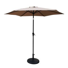 8.8 feet Outdoor Aluminum Patio Umbrella, Patio Umbrella, Market Umbrella with 42 pounds Round Resin Umbrella Base, Push Button Tilt and Crank lift, T (Color: as Pic)