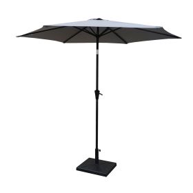 8.8 feet Outdoor Aluminum Patio Umbrella, Patio Umbrella, Market Umbrella with 42 Pound Square Resin Umbrella Base, Push Button Tilt and Crank lift, G (Color: as Pic)
