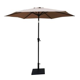8.8 feet Outdoor Aluminum Patio Umbrella, Patio Umbrella, Market Umbrella with 42 Pound Square Resin Umbrella Base, Push Button Tilt and Crank lift, T (Color: as Pic)