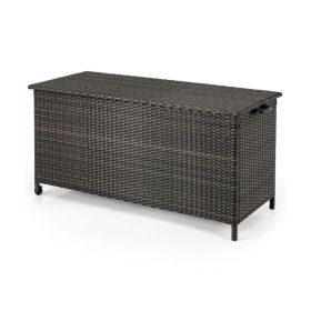 Indoor Outdoor 85 Gallon Storage Container with Waterproof Liner and Universal Wheels (Color: Brown)