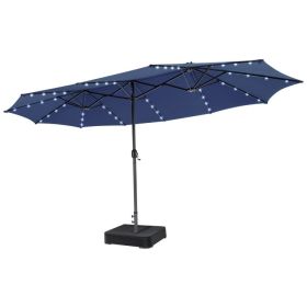 15 Feet Double-Sided Patio Umbrella with 48 LED Lights (Color: navy)
