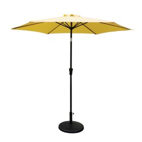 8.8 feet Outdoor Aluminum Patio Umbrella, Patio Umbrella, Market Umbrella with 42 pounds Round Resin Umbrella Base, Push Button Tilt and Crank lift, Y (Color: as Pic)