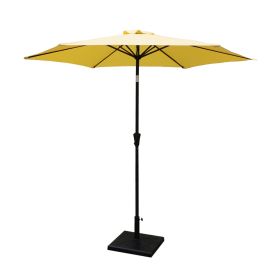 8.8 feet Outdoor Aluminum Patio Umbrella, Patio Umbrella, Market Umbrella with 42 Pound Square Resin Umbrella Base, Push Button Tilt and Crank lift, Y (Color: as Pic)