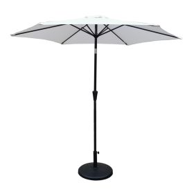 8.8 feet Outdoor Aluminum Patio Umbrella, Patio Umbrella, Market Umbrella with 42 pounds Round Resin Umbrella Base, Push Button Tilt and Crank lift, C (Color: as Pic)