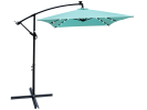 Rectangle 2x3M Outdoor Patio Umbrella Solar Powered LED Lighted Sun Shade Market Waterproof 6 Ribs Umbrella with Crank and Cross Base for Garden Deck