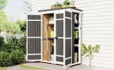 [Video Provided] TOPMAX Outdoor 5.5ft Hx4.1ft L Wood Storage Shed, Garden Tool Cabinet with Waterproof Asphalt Roof, Four Lockable Doors, Multiple-tie