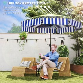 8.6FT Patio Umbrella, UPF 30+ Outdoor Market Umbrella, 2-Tier Vented Patio Table Umbrella with Crank 8 Ribs, Tiltable Porch Umbrella for Garden Deck P (Color: Navy Blue)