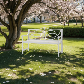 Outdoor Garden Patio Bench,Iron Metal Steel Frame Park Bench with Backrest and Armrest, Slatted Seat for Park, Yard & Porch, Balcony, Accommodates 2-3 (Color: as Pic)