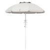 Outsunny 5.7' Portable Beach Umbrella with Tilt, Adjustable Height, 2 Cup Holders & Hooks, UV 40+ Ruffled Outdoor Umbrella with Vented Canopy, Cream W