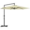 Outsunny 9.5FT Cantilever Patio Umbrella with Crank, Cross Base and Air Vent, Round Hanging Offset Umbrella, Heavy Duty Outdoor Umbrella for Garden, P