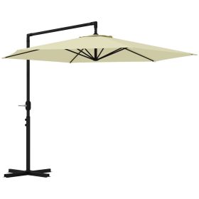 Outsunny 9.5FT Cantilever Patio Umbrella with Crank, Cross Base and Air Vent, Round Hanging Offset Umbrella, Heavy Duty Outdoor Umbrella for Garden, P (Color: as Pic)