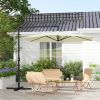 Outsunny 9.5FT Cantilever Patio Umbrella with Crank, Cross Base and Air Vent, Round Hanging Offset Umbrella, Heavy Duty Outdoor Umbrella for Garden, P
