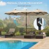 Outsunny Double-sided Patio Umbrella 9.5' Large Outdoor Market Umbrella with Push Button Tilt and Crank, 3 Air Vents and 12 Ribs, for Garden, Deck, Po