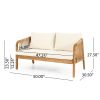 4-Pieces Acacia Wood Patio Furniture Set, Outdoor Furniture with Coffee Table, Patio Conversation Set Deep Seating with Soft Cushion, Porch Chairs for