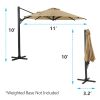 10 FT Cantilever Patio Umbrella with 360° Rotation & Tilt Adjustment, Square Outdoor Offset Umbrella with Aluminum Pole without base- Khaki
