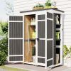 [Video Provided] TOPMAX Outdoor 5.5ft Hx4.1ft L Wood Storage Shed, Garden Tool Cabinet with Waterproof Asphalt Roof, Four Lockable Doors, Multiple-tie